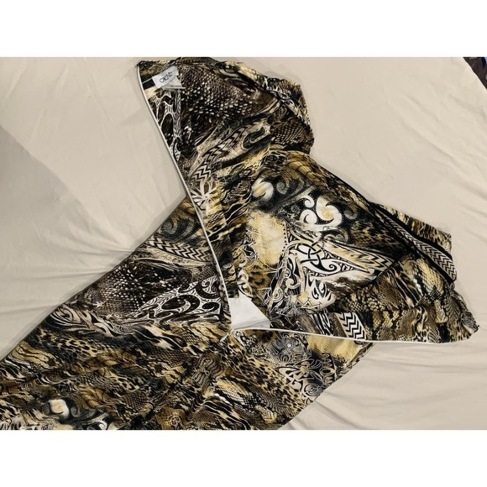 Y2K Cache Animal Print Bodycon Dress XL Ruched Side Sleeveless Spandex USA Made - Picture 5 of 11